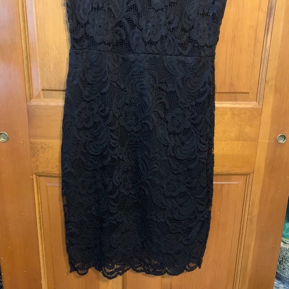 Y2K Charlotte Russe Black Floral Lace Bodycon Dress backless short see thru - Picture 9 of 9